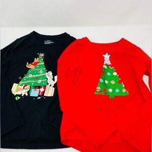 Girls Set of Holiday Themed Long Sleeve Shirts